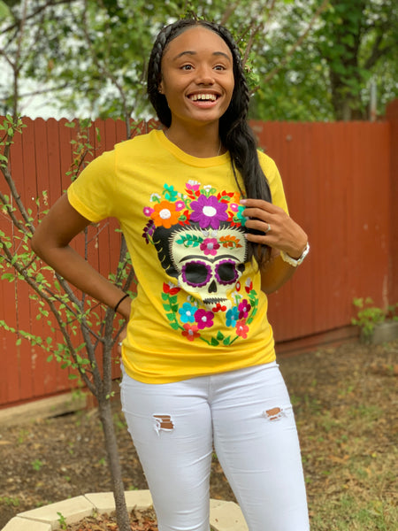 Embroidered Sugar Skull T-shirt